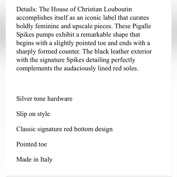 🔥CHRISTIAN LOUBOUTIN PIGALLE PLATO SPIKED 120 Pumps 39 SOLD OUT 🔥MAKE AN OFFER❣️ - Picture 16 of 16